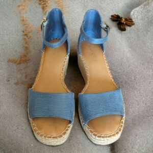 Kelly & Katie Wedgewood Blue Espadrille Wedge Sandals Size 8M